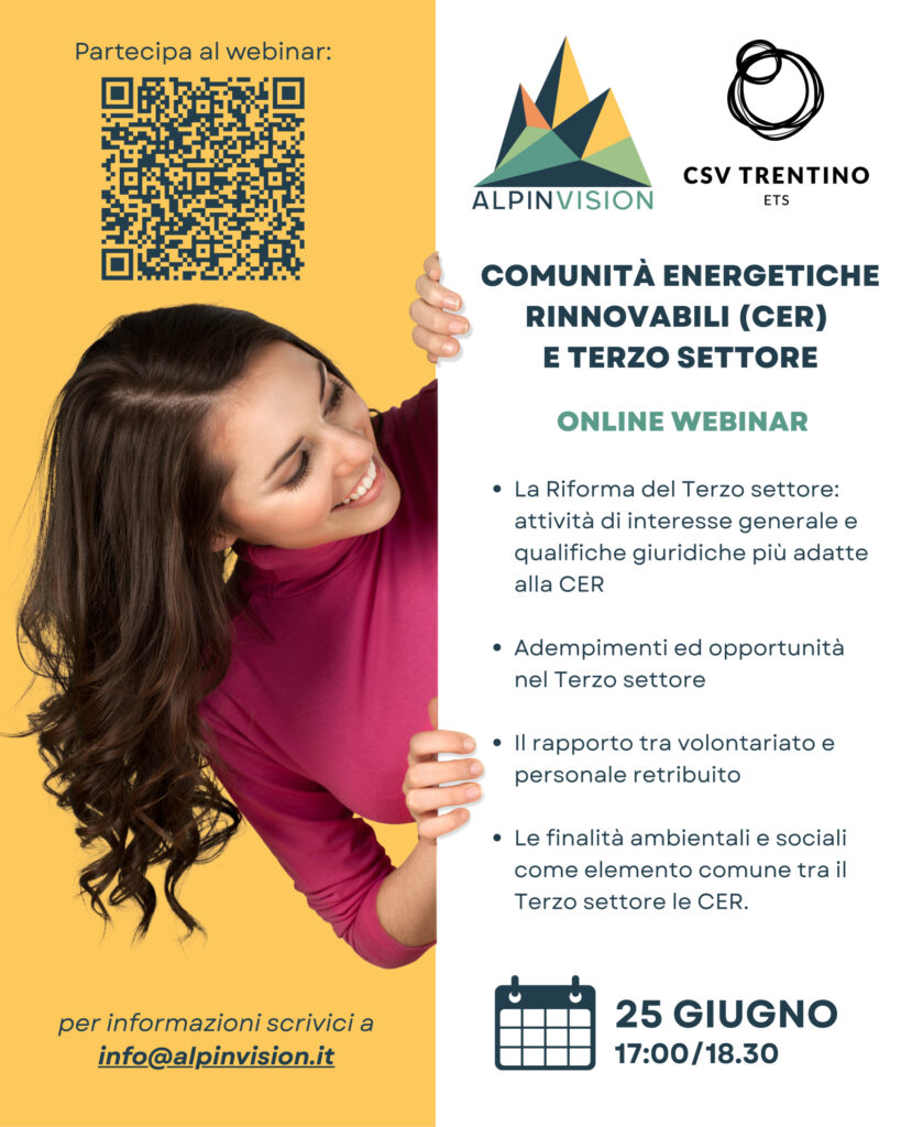 Comunità Energetiche Rinnovabili e Terzo Settore: un webinar per orientarsi tra norme, opportunità e strumenti concreti